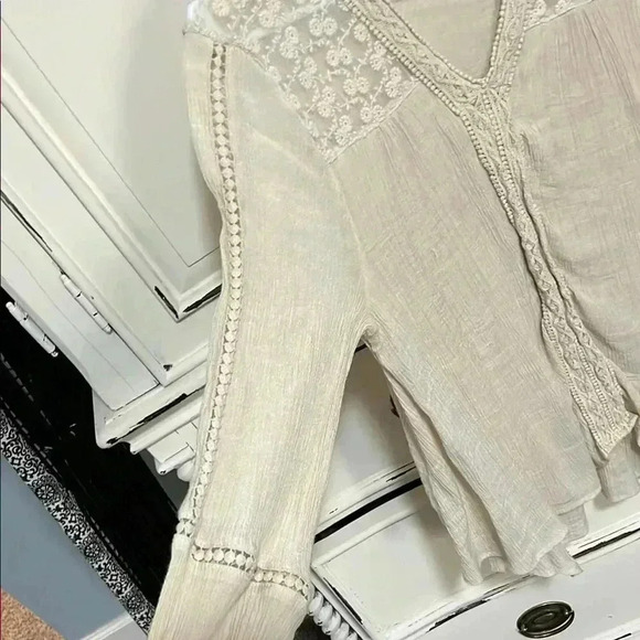 Style & co Beige Lace Detail Women's Top - Picture 5 of 5